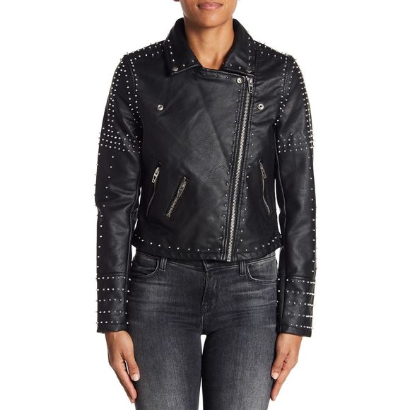 BLANKNYC Stud Floral Moto Faux Leather Jacket - Picture 7 of 7